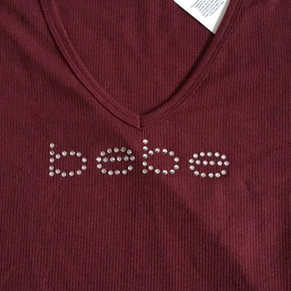Bebe Ribbed V-Neck Tee - NWT - Picture 4 of 10